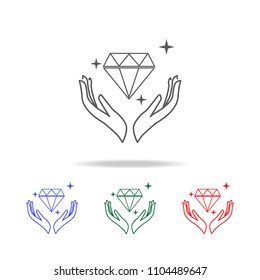 hand and diamond icons. Elements of wedding in multi colored icons. Premium quality graphic design icon. Simple icon for websites, web design, mobile app, info graphics