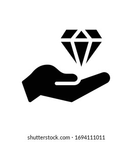 Hand Diamond Vector Glyph Flat Icon 