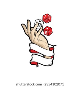 hand with dice vector illustration design template