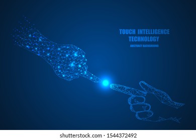 hand digital touch technology innovation development vector illustration. touch intelligence technology abstract background