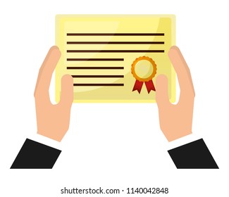 hand with diploma graduation