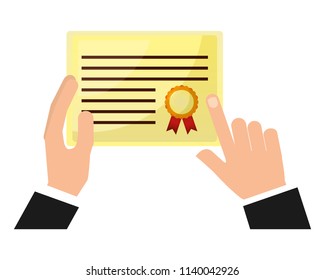 hand with diploma graduation