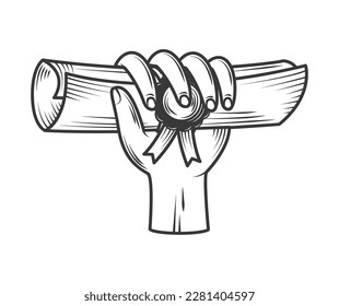 hand with diploma graduation icon isolated