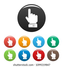 Hand direction icon. Simple illustration of hand direction vector icons set color isolated on white