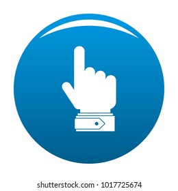 Hand direction icon vector blue circle isolated on white background 