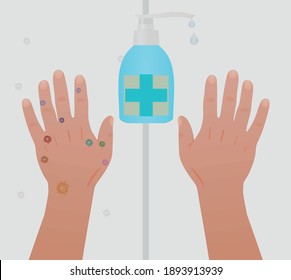 Hand disinfect bottle. vector illustration
