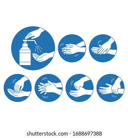 Hand Disinfection Alcohol Antiseptic Solution Icon Illustration Set