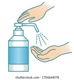 Hand Disinfection. Alcohol Antiseptic Solution  Illustration