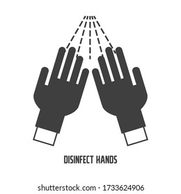 Hand disinfection at the entrance. Flat outline icons of sanitizer spray for disinfection hands