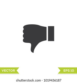 hand dislike black web icon flat on white background vector template illustration 