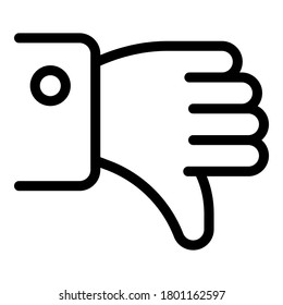 Icono de mano que no le gusta. Icono de vector de disgusto de la mano de contorno para diseño web aislado en fondo blanco