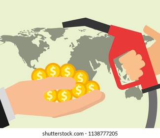 hand dispenser gasoline money and world oil industry