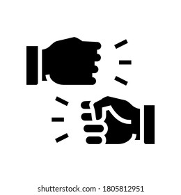 hand dispute glyph icon vector. hand dispute sign. isolated contour symbol black illustration