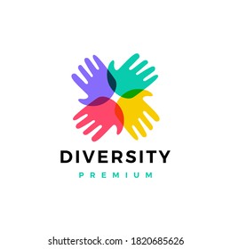 hand diversity team community logo vector icon illustration