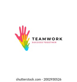 Hand diversity team community logo design vector illustration