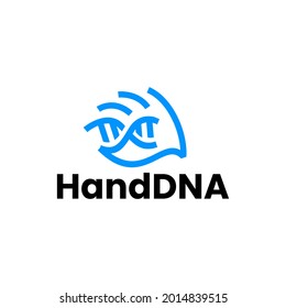 ilustración del icono vectorial del logotipo de la cepa del dna de mano