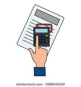 hand with document and calculator