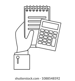 hand with document and calculator