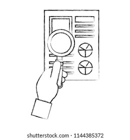 hand with document file and magnifying glass