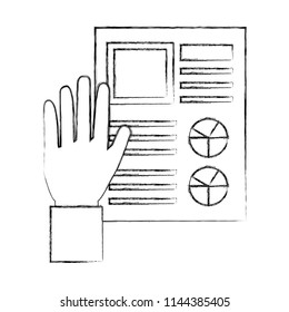 hand and document file with statistics graphic