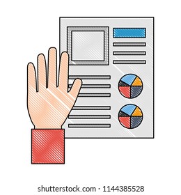 hand and document file with statistics graphic