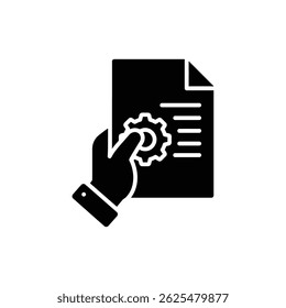 Hand with Document and Gear - Business Strategy and Execution Concept
