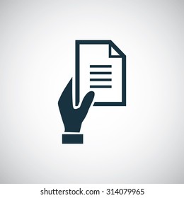 hand document icon, on white background
