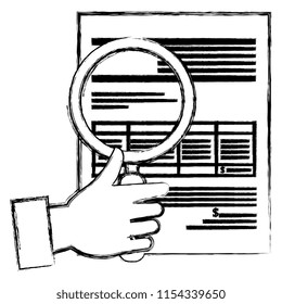 hand with document and magnifying glass