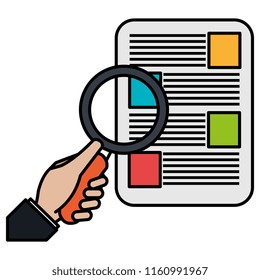 hand with document and magnifying glass