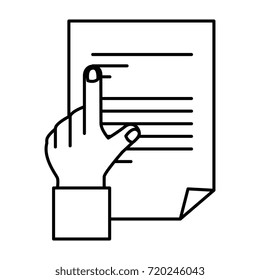 hand with document paper isolated icon