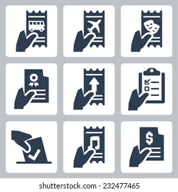 Hand And Document Vector Icon Set