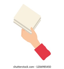 hand with documents file isolated icon