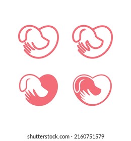 Hand and dog logo icon vector