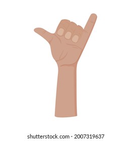 hand doing call me sign on white background