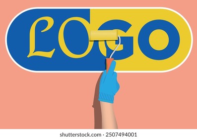 a hand doing logo change