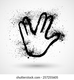 Hand Doing The Vulcan Salute In Grunge Style. Vector Illustration