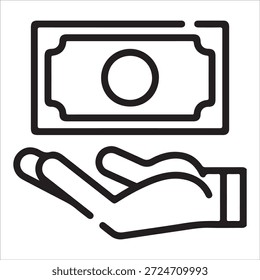 Mano con el icono del Vector financiero de la moneda del dólar aislado en el fondo blanco