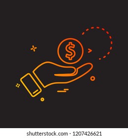 hand dollar coin icon vector design