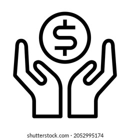 hand with dollar icon flat design, used for sign payment, saving a money, etc