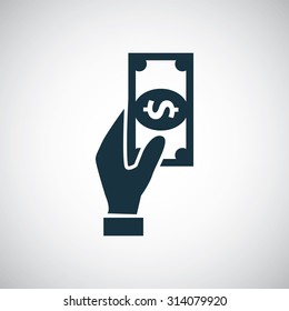 hand dollar icon, on white background
