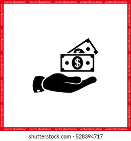 hand dollar icon vector.
