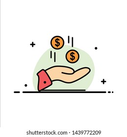 Hand, Dollar, Money, Currency, Charity  Business Flat Line Filled Icon Vector Banner Template