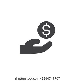 Hand and dollar money vector icon. filled flat sign for mobile concept and web design. Payment glyph icon. Symbol, logo illustration. Vector graphics