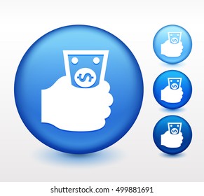 Hand with a Dollar on Blue Round Button