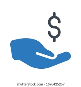 hand dollar vector glyph color icon 