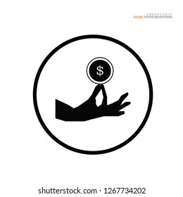 hand with dollar.business concept.vector illustration.