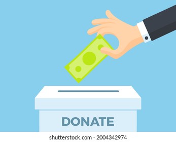 Hand Donating Money Putting Green Bill Stock Vector (Royalty Free ...