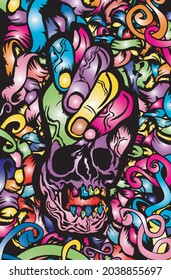  hand doodle art vector illustration on colorful background