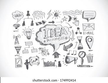 Hand Doodle Business Icon Set Idea Stock Vector (Royalty Free ...