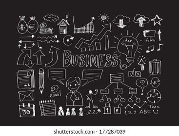 Hand doodle Business icon set idea design